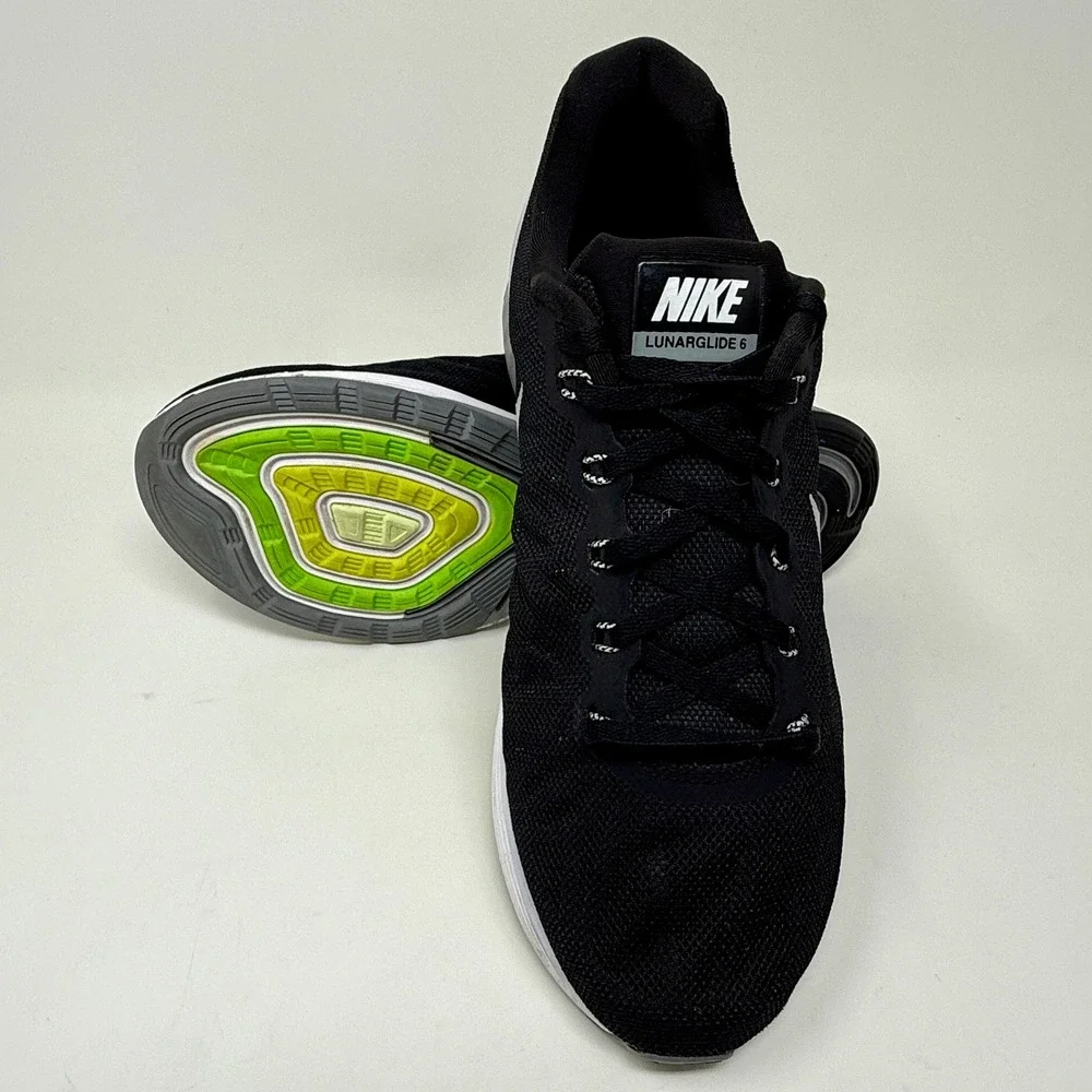 Nike LunarGlide 6 Running Shoes Black‎ White 654434-001 Size Women's 10